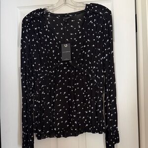 Lucky Brand Black and White Floral Blouse